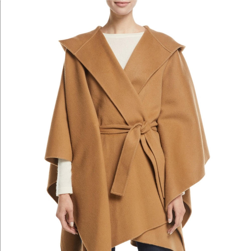 Theory Hooded Divide Wool Cashmere Poncho Jacket - Picture 2 of 8